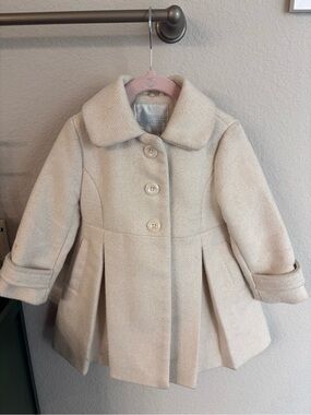 Edgehill Collection Cream Pea Coat with Pleated Skirt